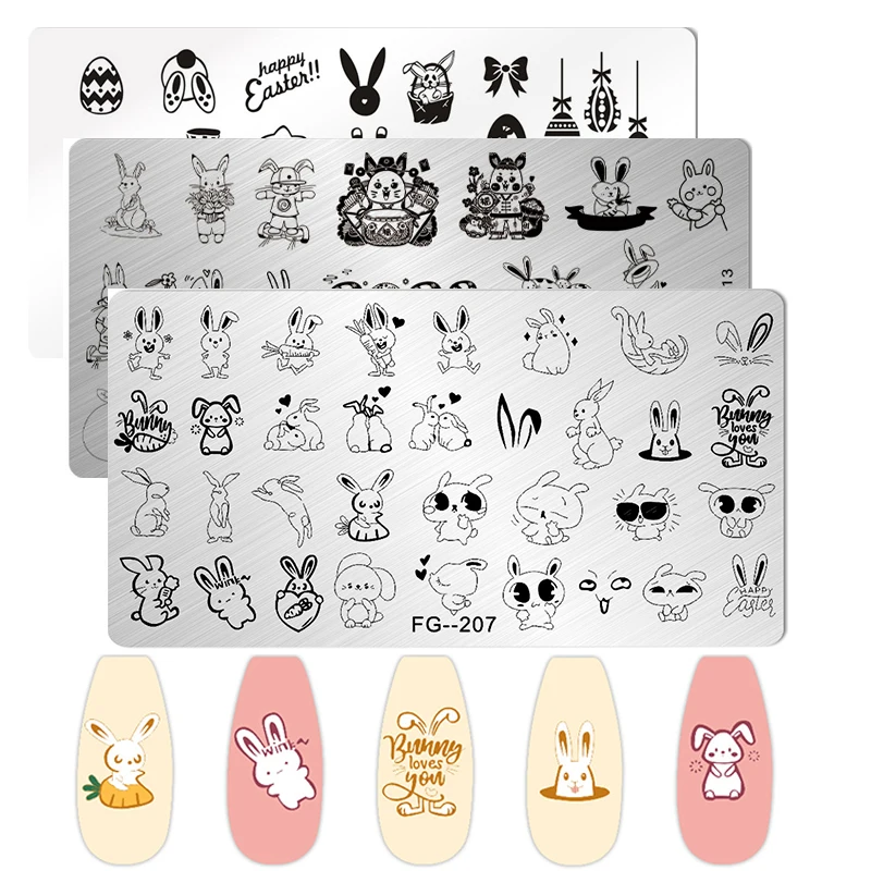 

Cute Easy Easter Nail Art Stamping Template Flower Bunny Designs Manicure Nail Stamp Plate Image DIY Nail Tools Girls Acrylic