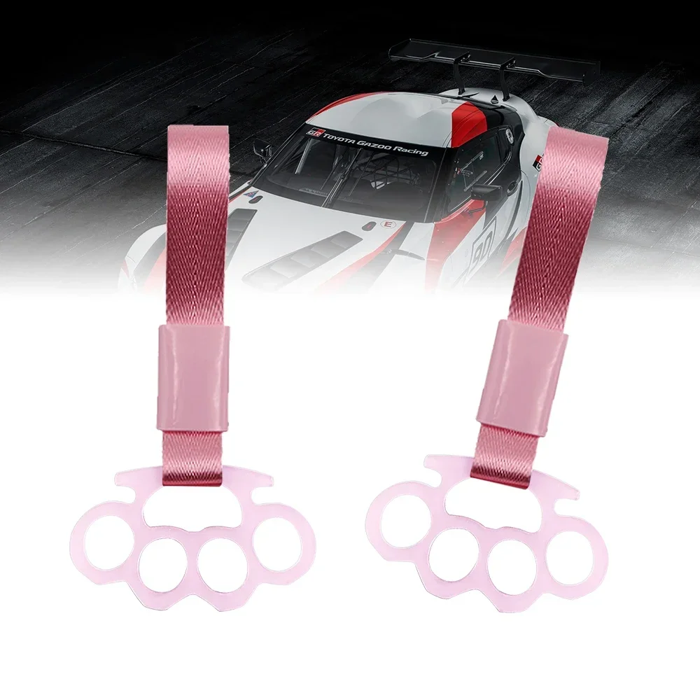 JDM Style TSURIKAWA KunckleUniversal 1Pcs Pink Ring Subway Train Bus Handle Strap For Car Styling