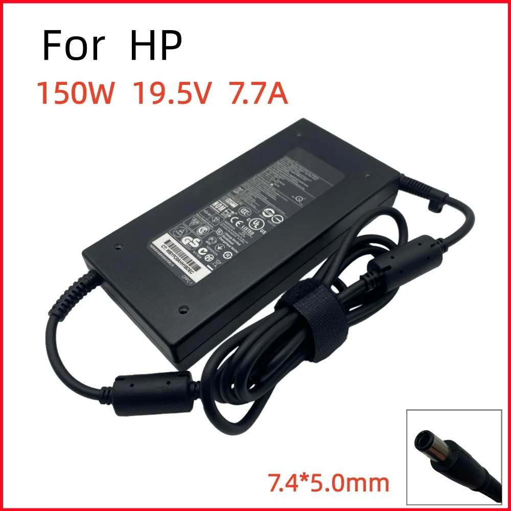 Adaptador de cargador para ordenador portátil, 19,5 V, 7,7a, 150W, para HP Elitebook 8530 8530 8540 8560 8570 8730 8740w 8760w Envy 20-d011 DC7800 DC7900