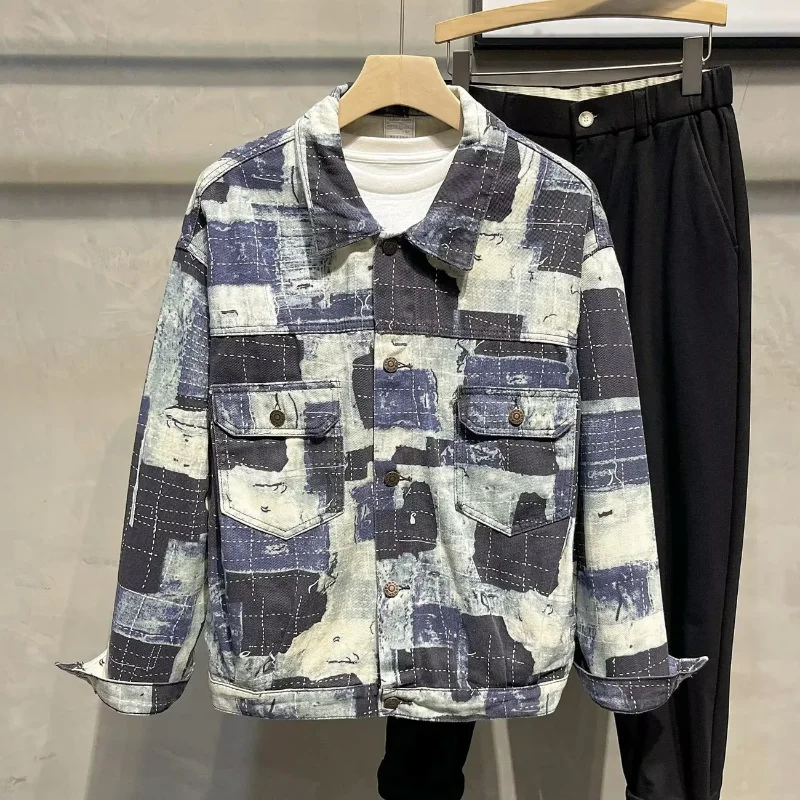 

Mens And Womens Couples Same Style High Street Trendy Denim Jacket Autumn New Style Retro Casual Fashion Loose Top