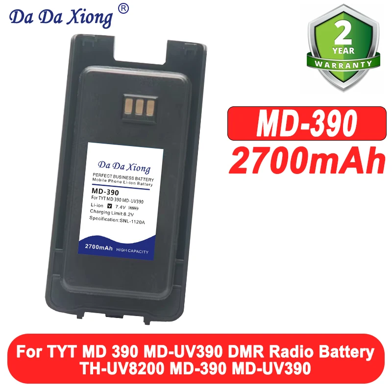 DaDaXiong 2700mAh MD-390 MD-UV390 Li-ion Battery Pack For TYT MD 390 MD-UV390 DMR Radio Battery TH-UV8200 Digital Radio