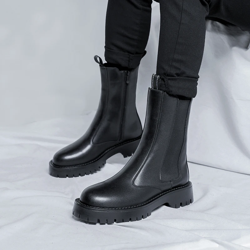 High Quality Outdoor Casual Men Boots Platform Fashion All-match Motocross Boots Outdoor Antiskid High Top Shoes