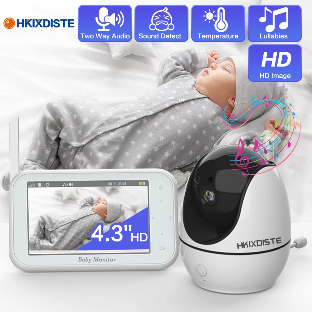 New Baby Monitor 4.3Inch Display With PTZ Camera High Security Camera Night Vision Temperature Monitoring Baby Two Way camera