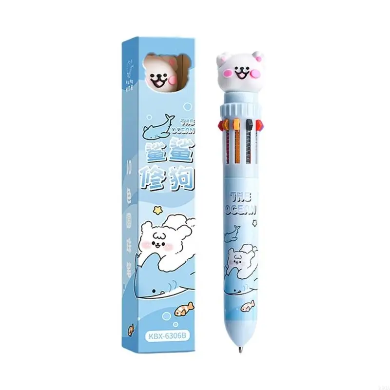 Cartoon Animal Ballpoint Pen 10/12 Colors Retractable Ballpoint Pen School Supplies 0.5mm Multicoloured Pen for Student 
