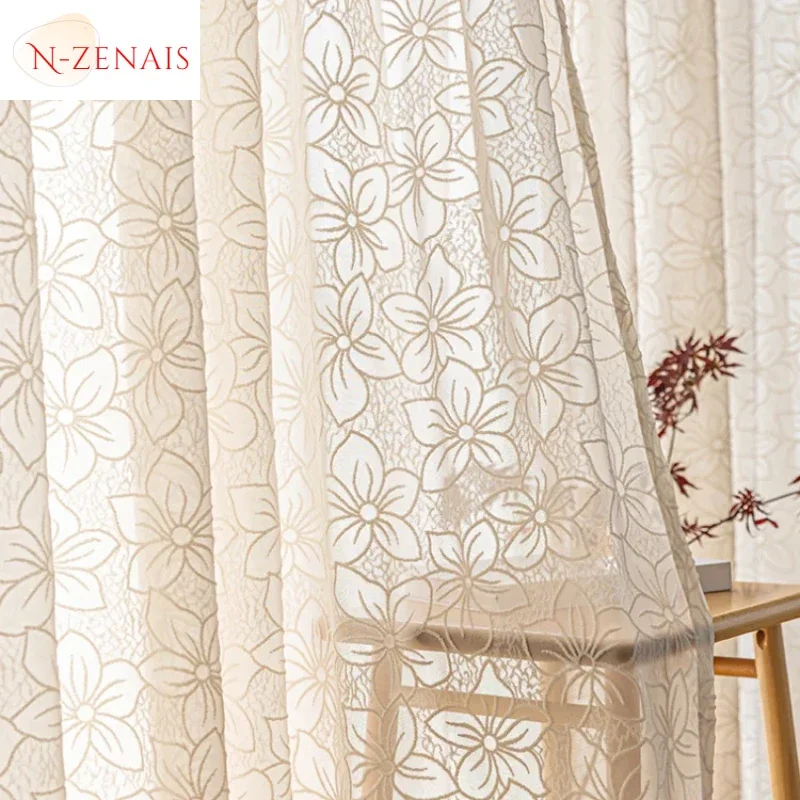 French Light Luxury High-end Romantic Retro Relief Leaf Flocking Curtains for Living Room Kitchen Bedroom Dining Custom Size