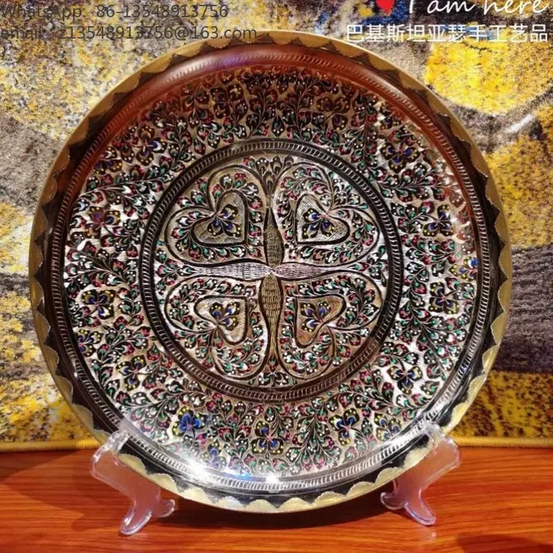 Luxury Decorative Plate Handicraft Ornament for Living Room TV Cabinet Entrance Home Decor High End Gift Wall Table Display