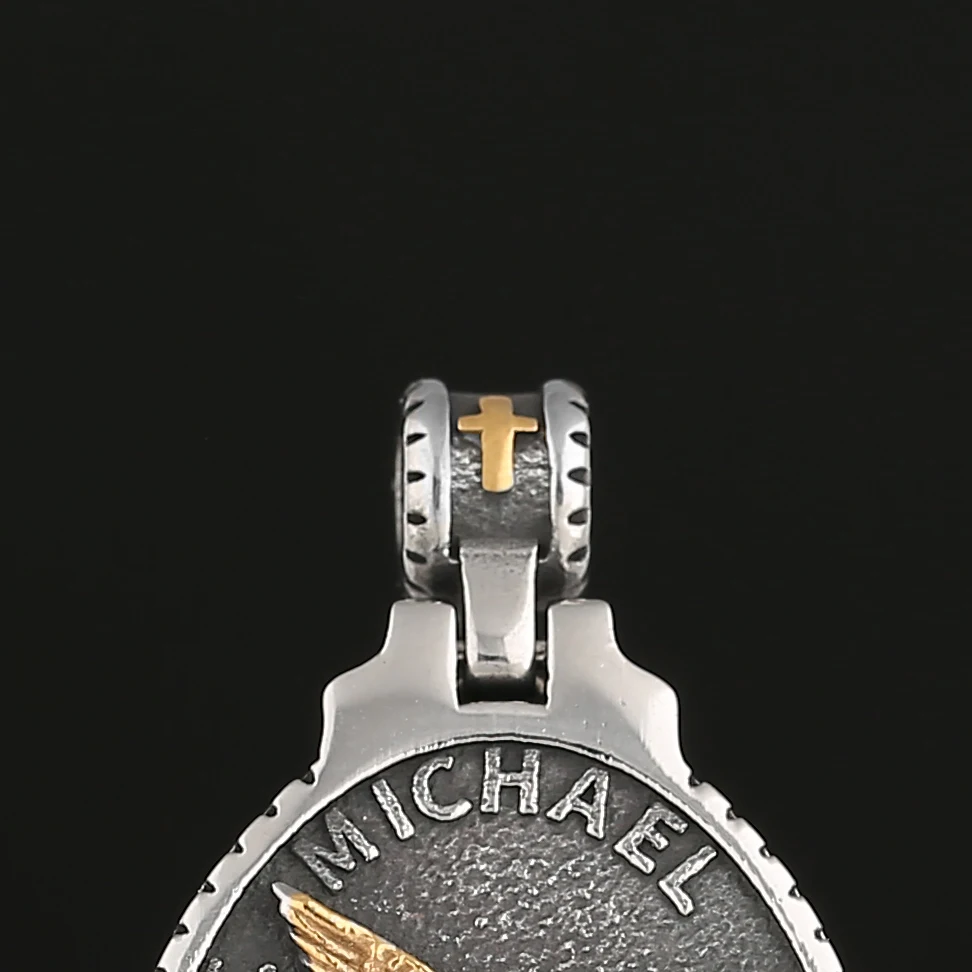 Dropshipping Men\'s 316L Stainless Steel Patron Saint Of Time Travelers Archangel Michael Gold Pendant Necklace jewelry