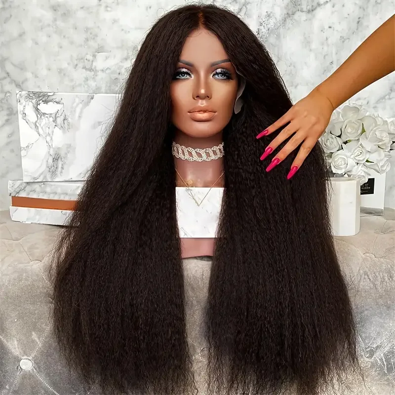 طويل طبيعي أسود ناعم ياكي جزء مجاني 26 بوصة 180 الكثافة 13x4 الدانتيل الجبهة الباروكات للنساء غريب مستقيم موجة يوميا