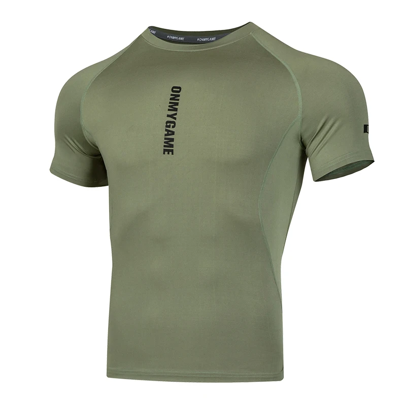 DROZENO Breathable Short Sleeve Men's Summer Tight Fitness Clothes Three-sleeve Training Running