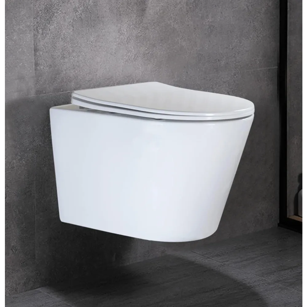 

WZ5922 Rimless Wall Hung Toilet Bowl Modern Compact Design Mounted Water Closet, White