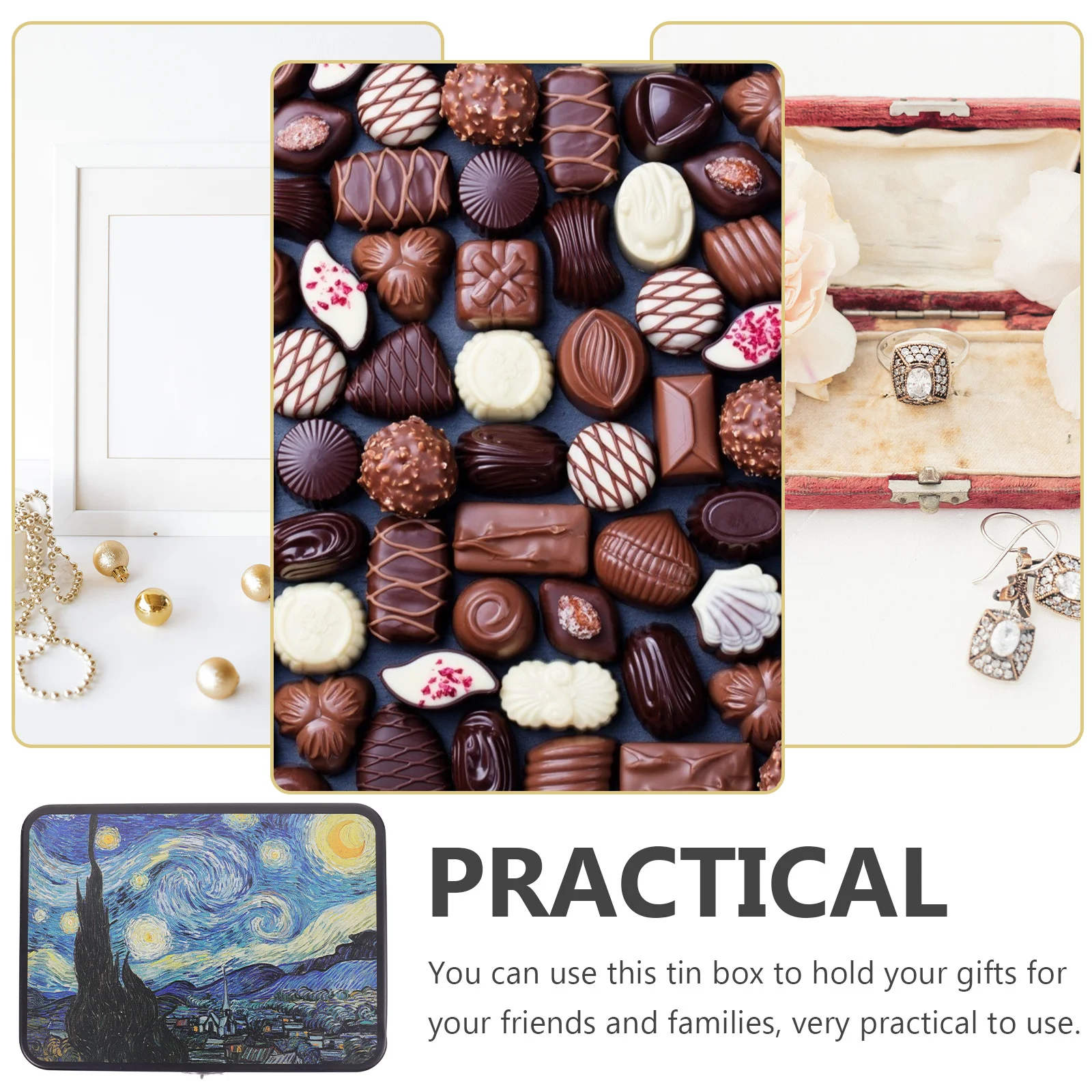 

Compact Tinplate Storage Box Sturdy Small Tin Case for Jewelry Rings Organizer Gift Holder Lockable Lid Keepsake Storage Box