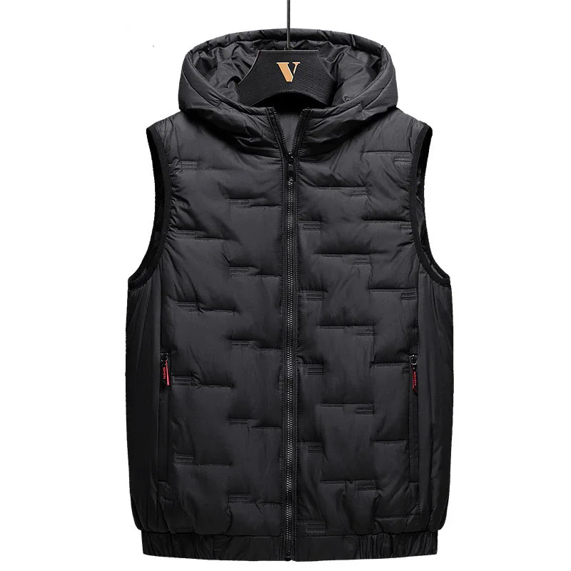 Autumn Winter Plus Size Warm Down Cotton Vest 8XL 7XL 6XL 5XL Fashion Men's Pocket Casual Men's Vest Warm Hooded Cotton Vest