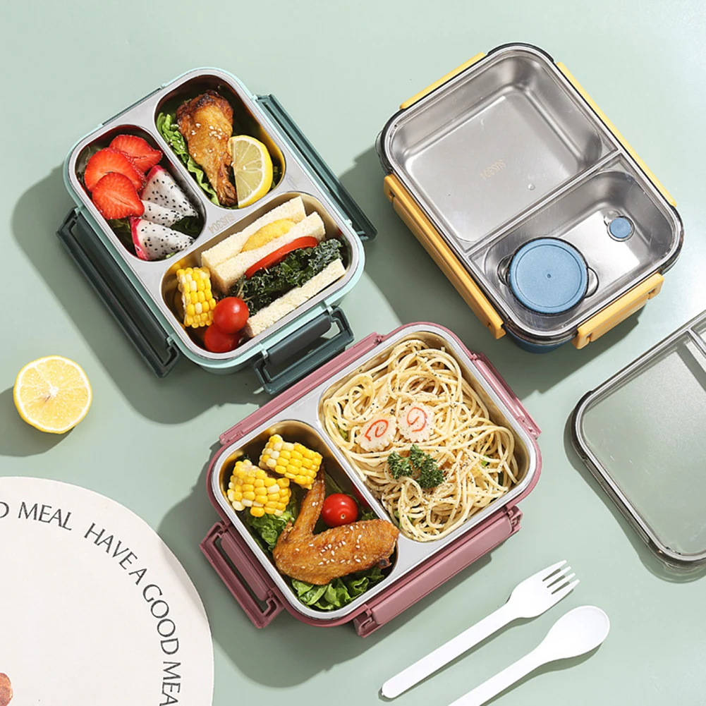 3 Compartment Insulated Lunch Box Outdoor Picnic Fruit Food Container For Students Office Workers