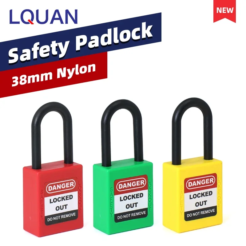 LQUAN 38mm Nylon Beam Insulated Padlock Industrial Safety Engineering 10-color Shell Electric Lock