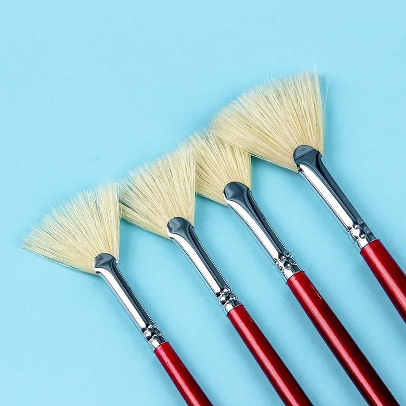 1pcs /9pcs Bristles Fan Brush Painting Oil Paintbrush Gouache Acrylic Watercolor Brush Professional Art Supplies