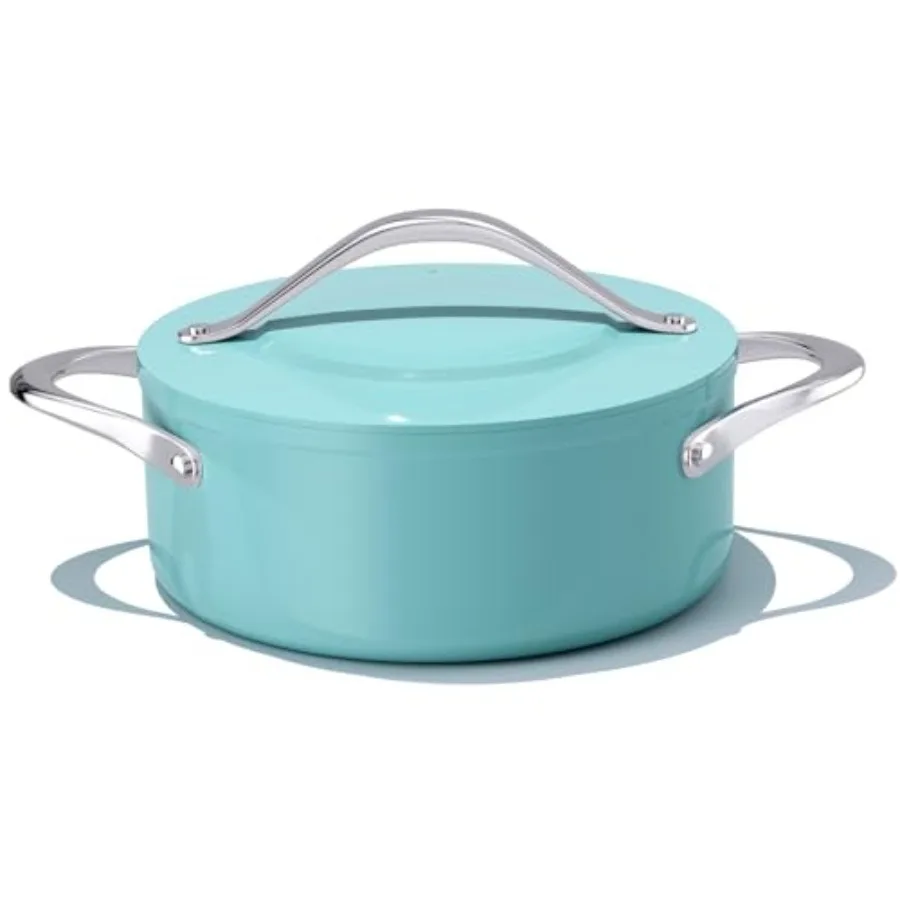 

Stock Pot 4.5qt Dutch Oven with Lid 9.5x 4 for braising baking bread soups; ceramic-coated nonstick non-toxic PFAS-free even he