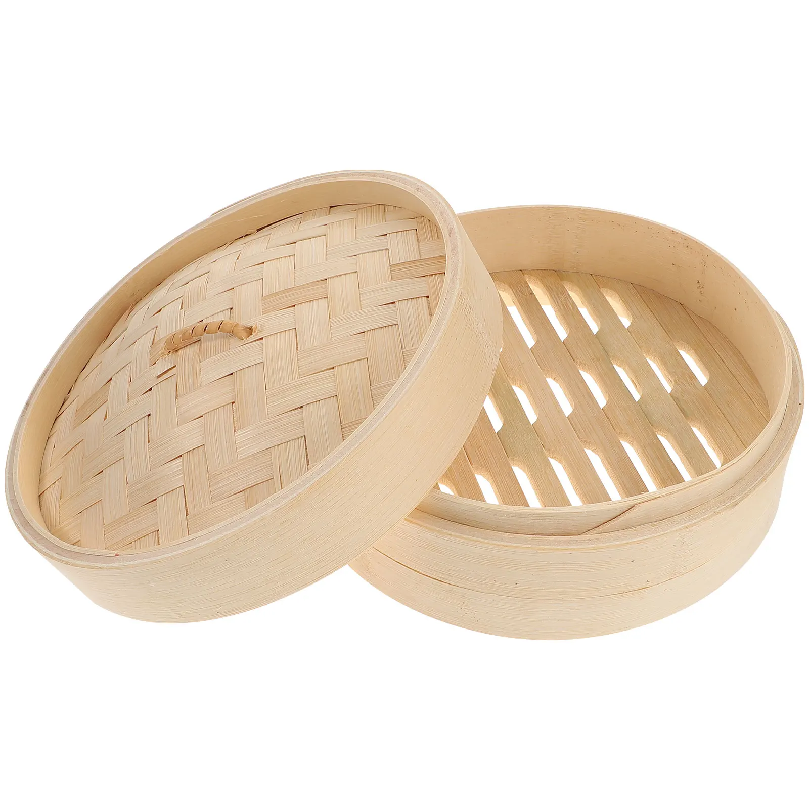 

1 set Bamboo Steamer Basket with Lid 1 Set High Temperature Kitchen Accessory for Cooking Chinese Food Bamboo Steamer