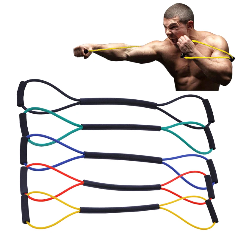 Nueva Banda de Resistencia de Goma en Forma de 8 con Asas, Banda Elástica para Ejercicios, Cinturón de Tensión para Boxeo, Piernas y Muslos, para Uso en Casa