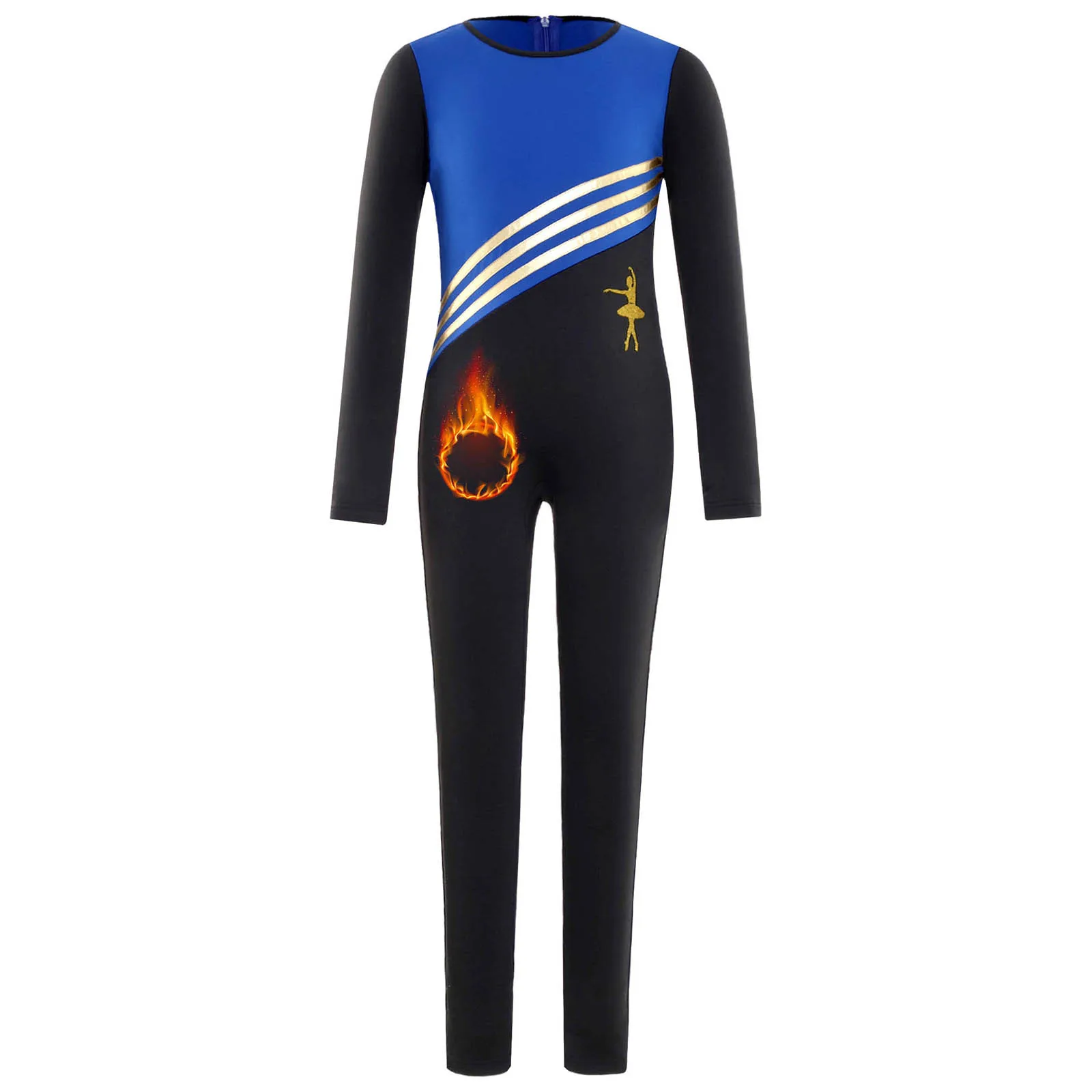 ชุดบอดี้สูทยิมนาสติกสำหรับเด็กผู้หญิง ผ้าฟลีซบุขน แขนยาว ชุดจั๊มสูทเลกกิ้งโยคะ ชุดรัดรูปสำหรับฝึกซ้อม เสื้อผ้าสำหรับเต้น