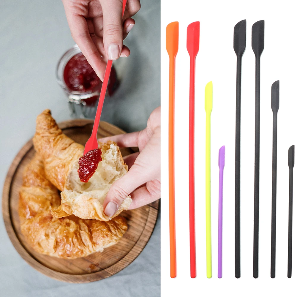 

4pcs Beauty Products Kitchen Bottles,Cosmetic Thin Jar Scraper Makeup Mini Silicone Spatula Set Small Rubber Spatula