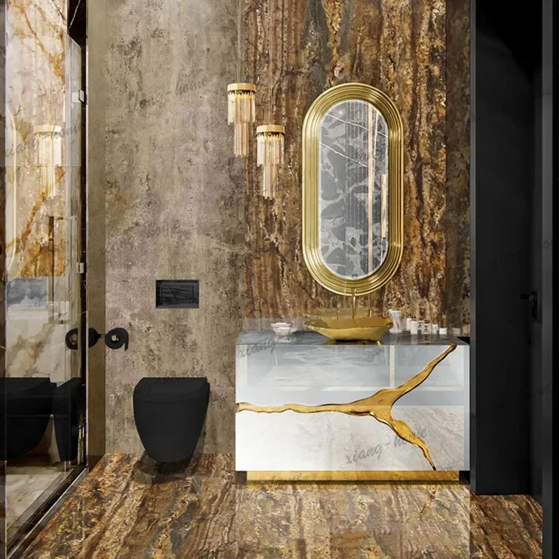 ld Waterproof Freestanding Bathroom Cabinets Countertop Floor Standing  Mirror Luxury Mobile Bagno Home Furniture