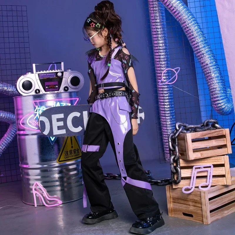 Conjunto de tres piezas de ropa fresca de baile de Jazz para niños, puesta en escena de moda para niñas, ropa de baile callejero para niños