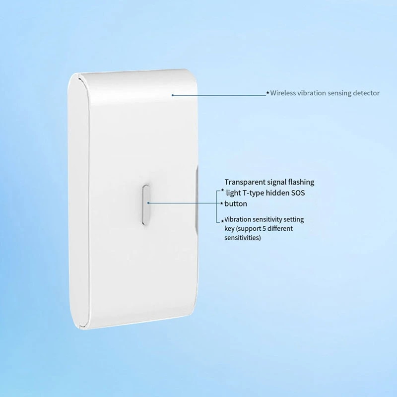 3 uds 433Mhz Detector de rotura de vidrio de vibración inalámbrico sensibilidad ajustable Compatible con sistemas de alarma A