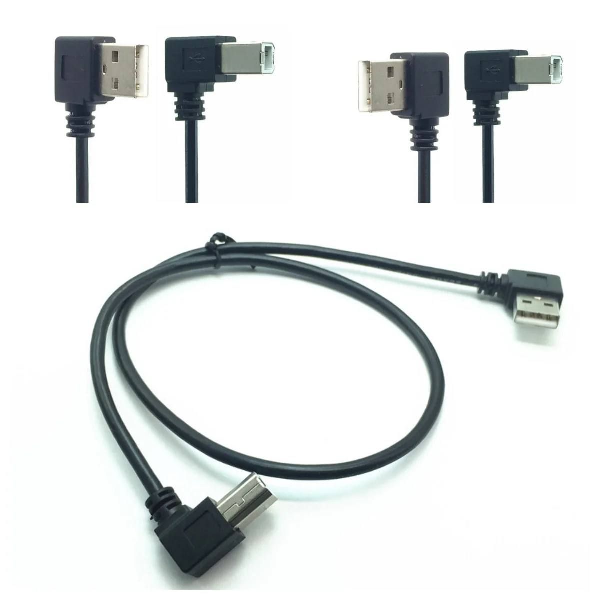 USB-A to USB-B 2.0 Cable with 480 Mbps Transfer Speed 90 Degree Right Angle Cable for Printer or External Hard Drive 0.5m 1m