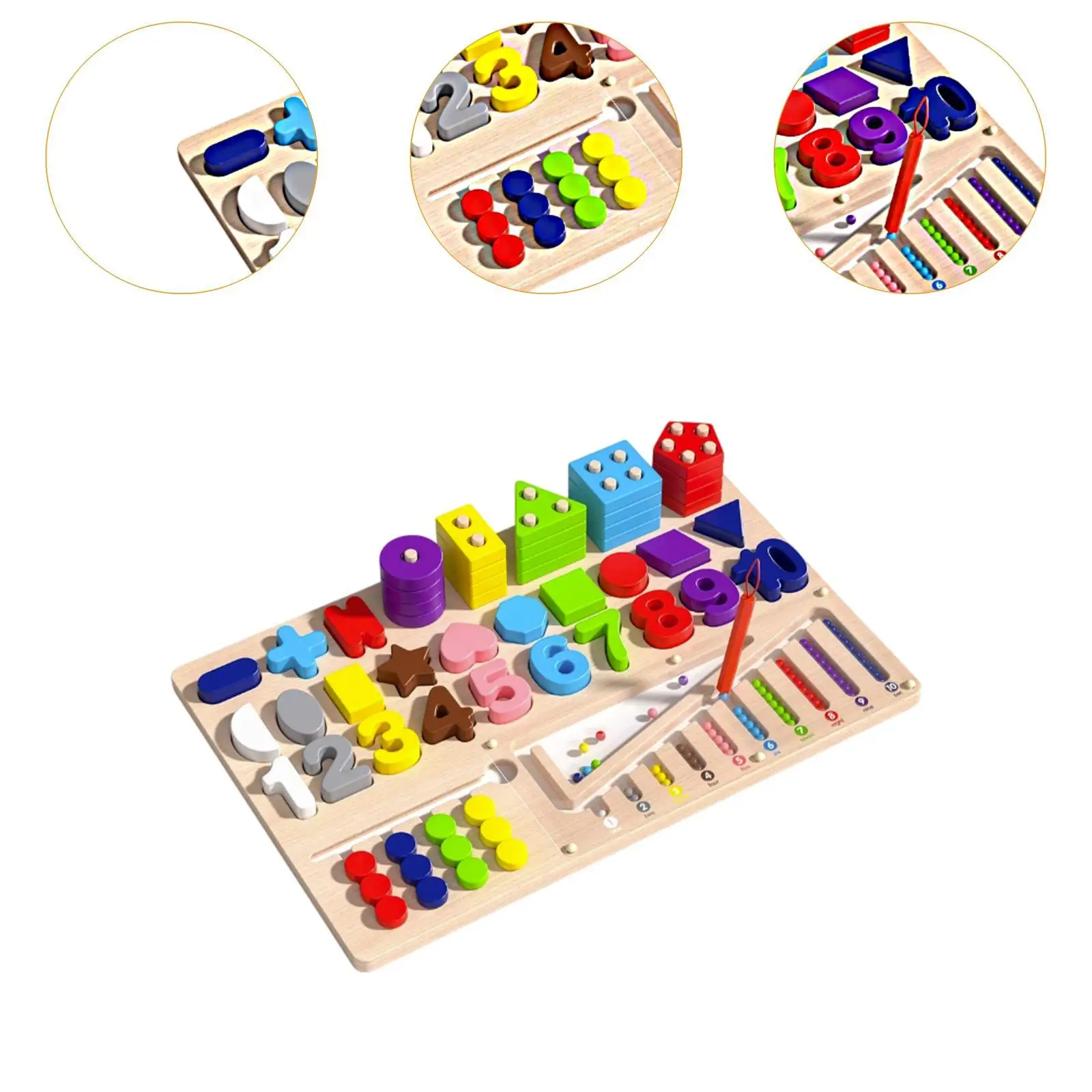 Drewniany Sorter Kształtów Motoryka Mała Edukacyjna Kolorowa Łamigłówka Układanka Kształtów Puzzle z Numerami dla Dzieci Niemowląt Chłopców