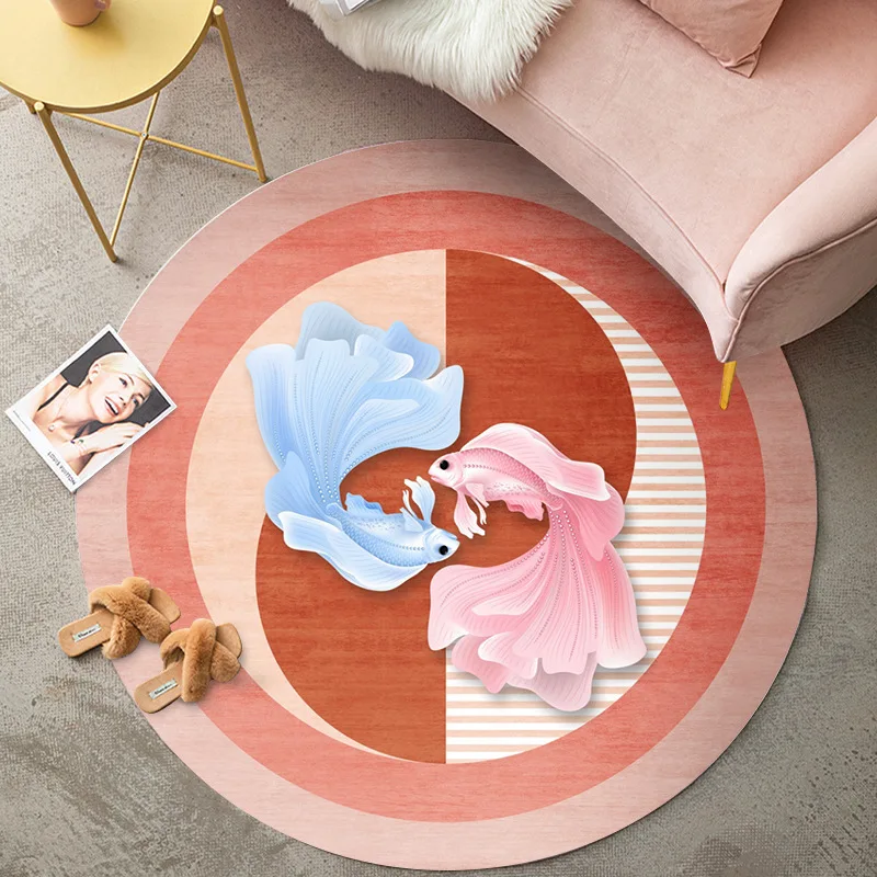 Pink Light Luxury Round Coffee Table Mat, Hanging Basket Mat, Cartoon Girl Ins Bedroom Living Room Carpet, Entry Door Mat.