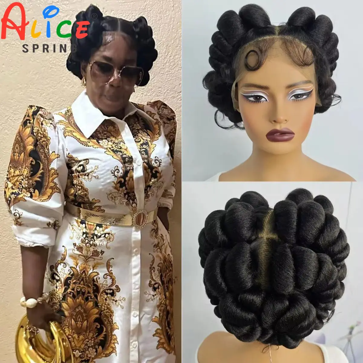 6Inch Transparent Full Lace Braided Wigs Short Cute Handmade Bantu Natural Color Synthetic Braided Lace Wigs Knotless Braids Wig