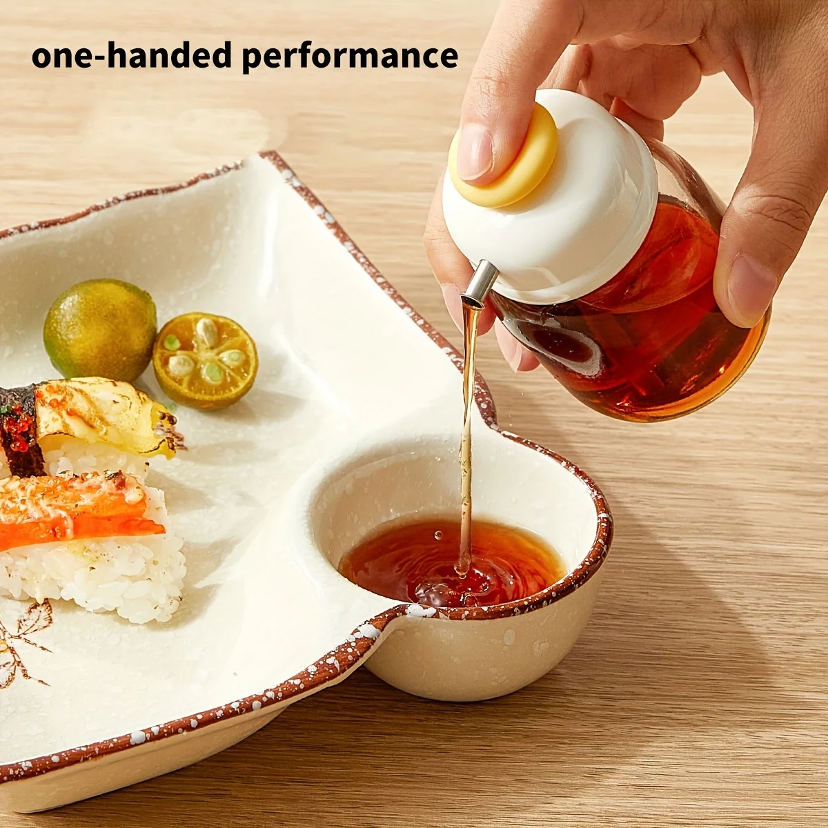 A Quantitative Squeeze Oil Bottle Available in Green Or White, a Glass Soy Sauce And Vinegar Dispenser for The Kitchen