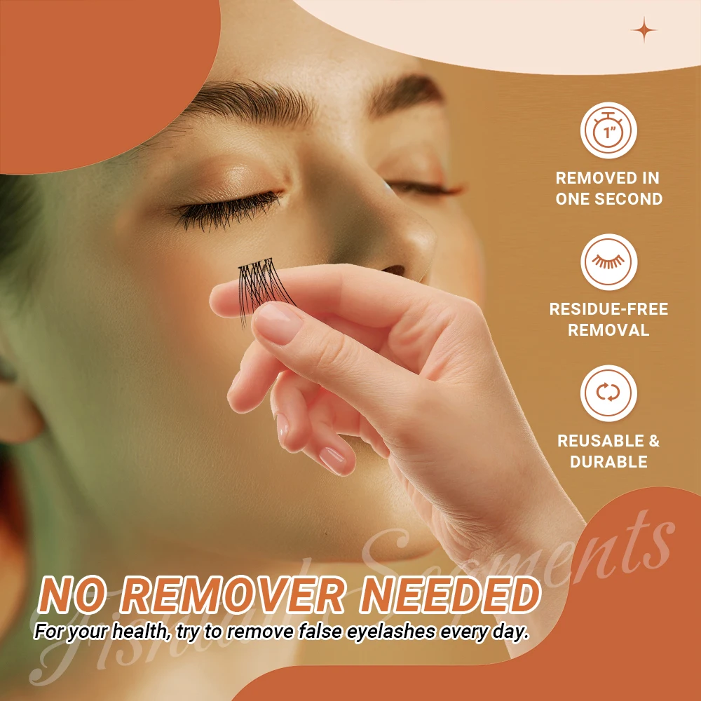 Lashtalk Segmenti a coda di pesce Ciglia autoadesive Ciglia finte fai da te Nessun dispositivo di rimozione della colla necessaria One-Step riutilizzabile Pre-incollate 60 grappoli