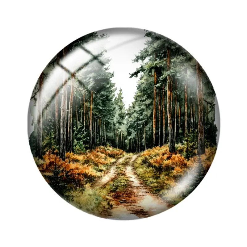 Summer Forest Clipart 10pcs12mm/16mm/18mm/25mm Round Photo Glass Cabochon Demo Flat Back Making findings