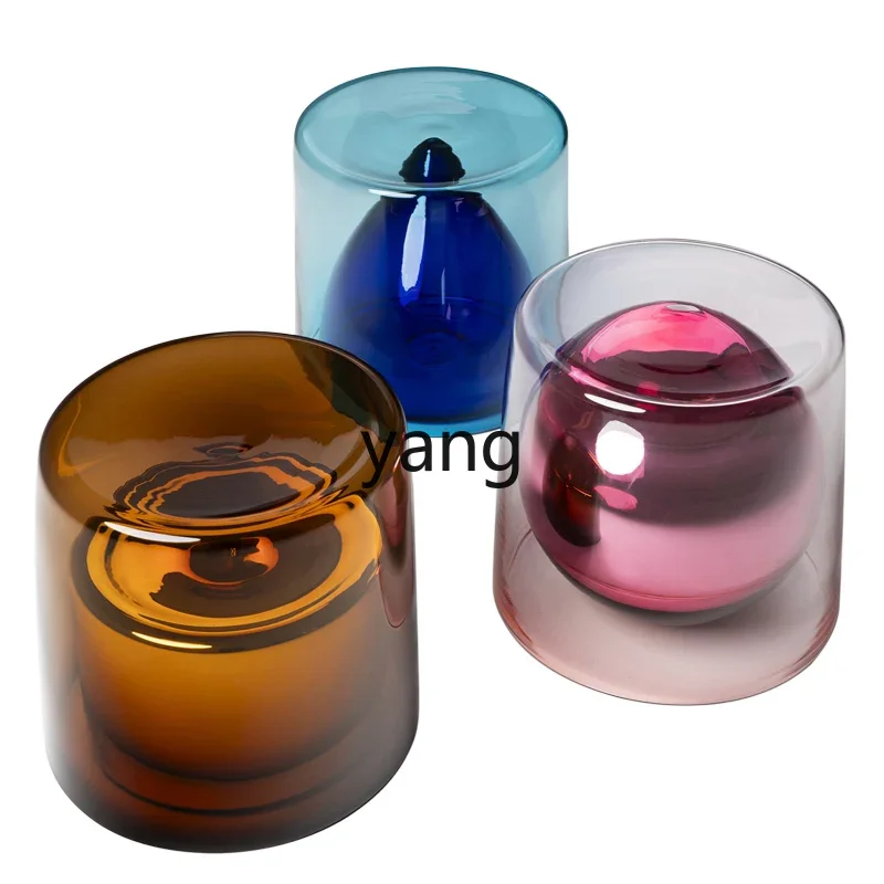 LH1 glass coffee table combination round three-piece set living room side table electroplating process