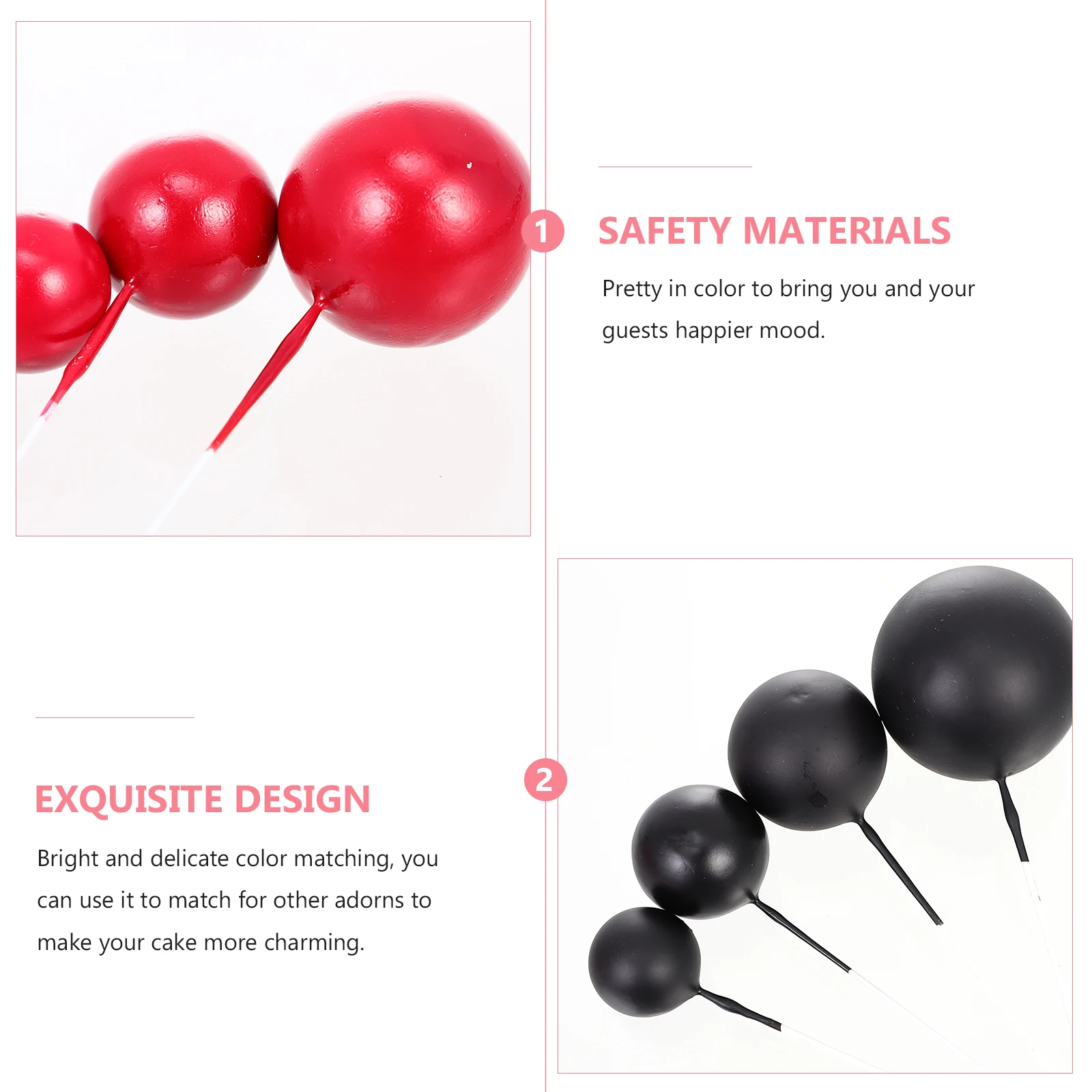 

40Pcs Cake Picks Balloon Shape Toppers Bright Color Festive Atmosphere Adjustable Depth for Holiday Baking DIY Decors