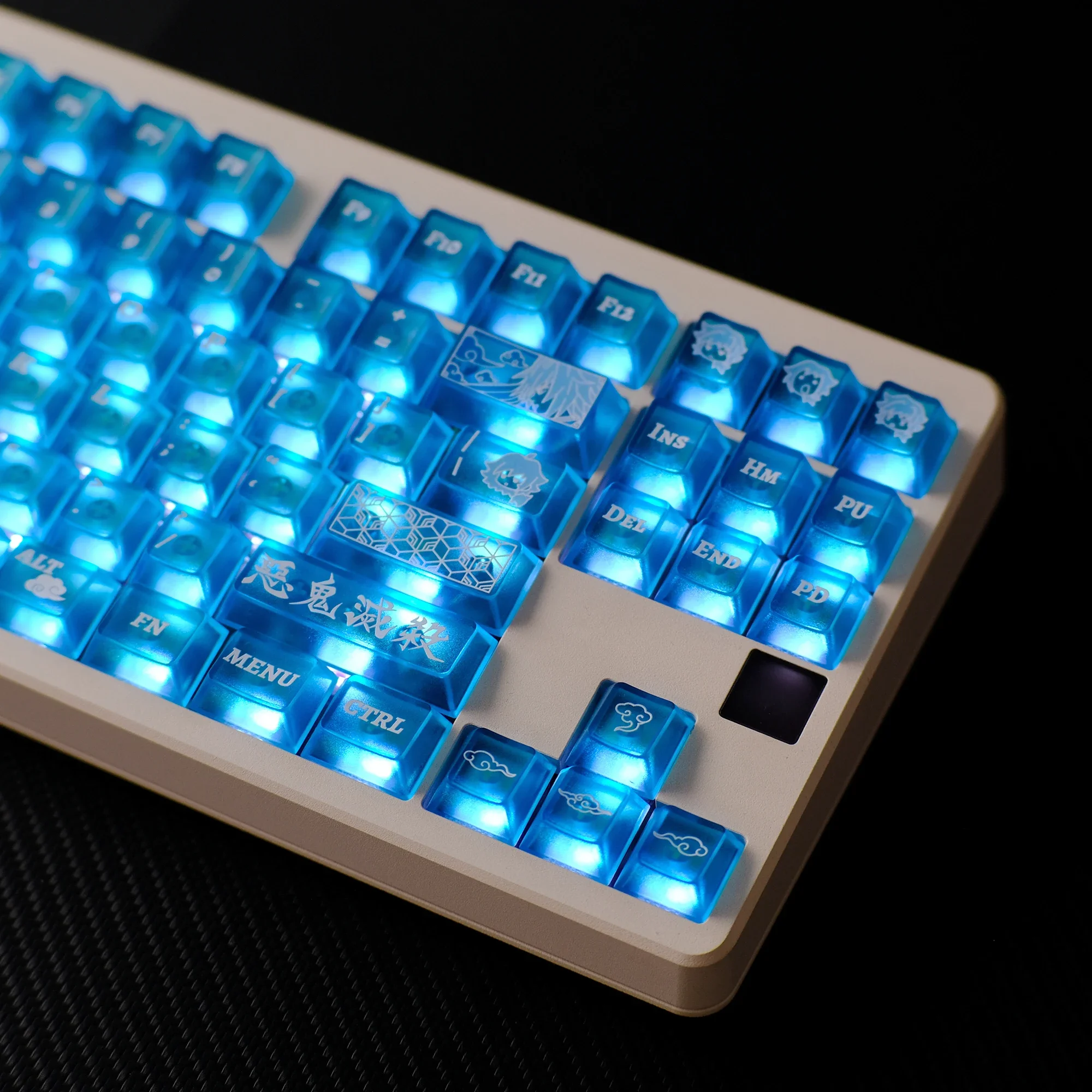 

KBDiy 140-клавиш Томиока Гию ‌ Колпачки клавиш для механической клавиатуры, игровой вишневый профиль, индивидуальный УФ-принт, синий, матовый, полупрозрачный aula F87 F108 F99 Pro ACE60 ACE68 RAINY75 AK74 gx87 crush8