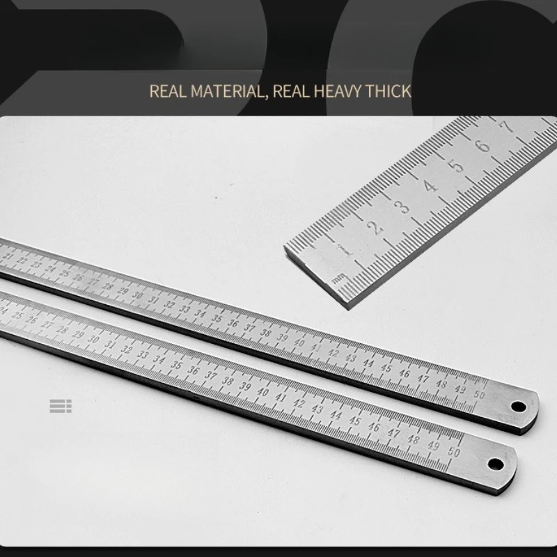 5mm Thick Stainless Steel Ruler Tempered Car Safety Measuring Tool Multi Purpose Heavy Duty Scale for Workshop Garage