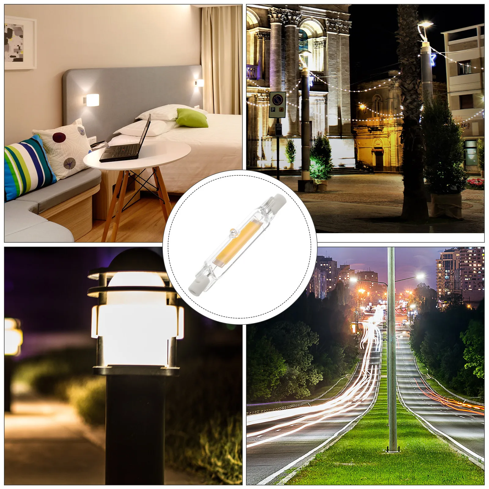 R7s LED Bulb 6W 220V 78Mm Double Ended Cob Light No Uv Ir Mercury Free Instant Brightness for Wall Sconce Garage Studio Floor