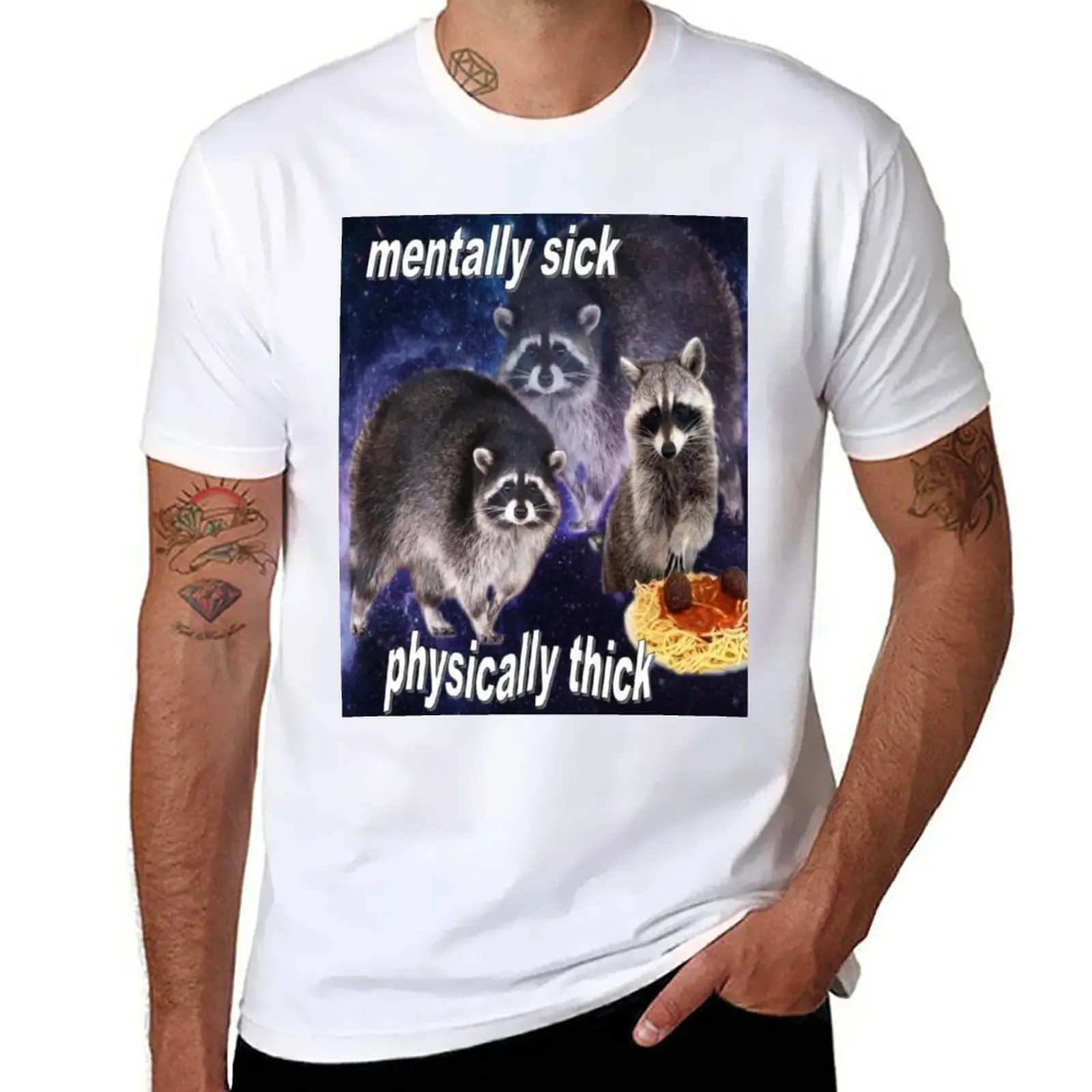 hippie clothes quick drying shirt mens vintage t shirts  MENTALLY SICK,PHYSICALLY THICK - funny raccoon quote T-Shirt