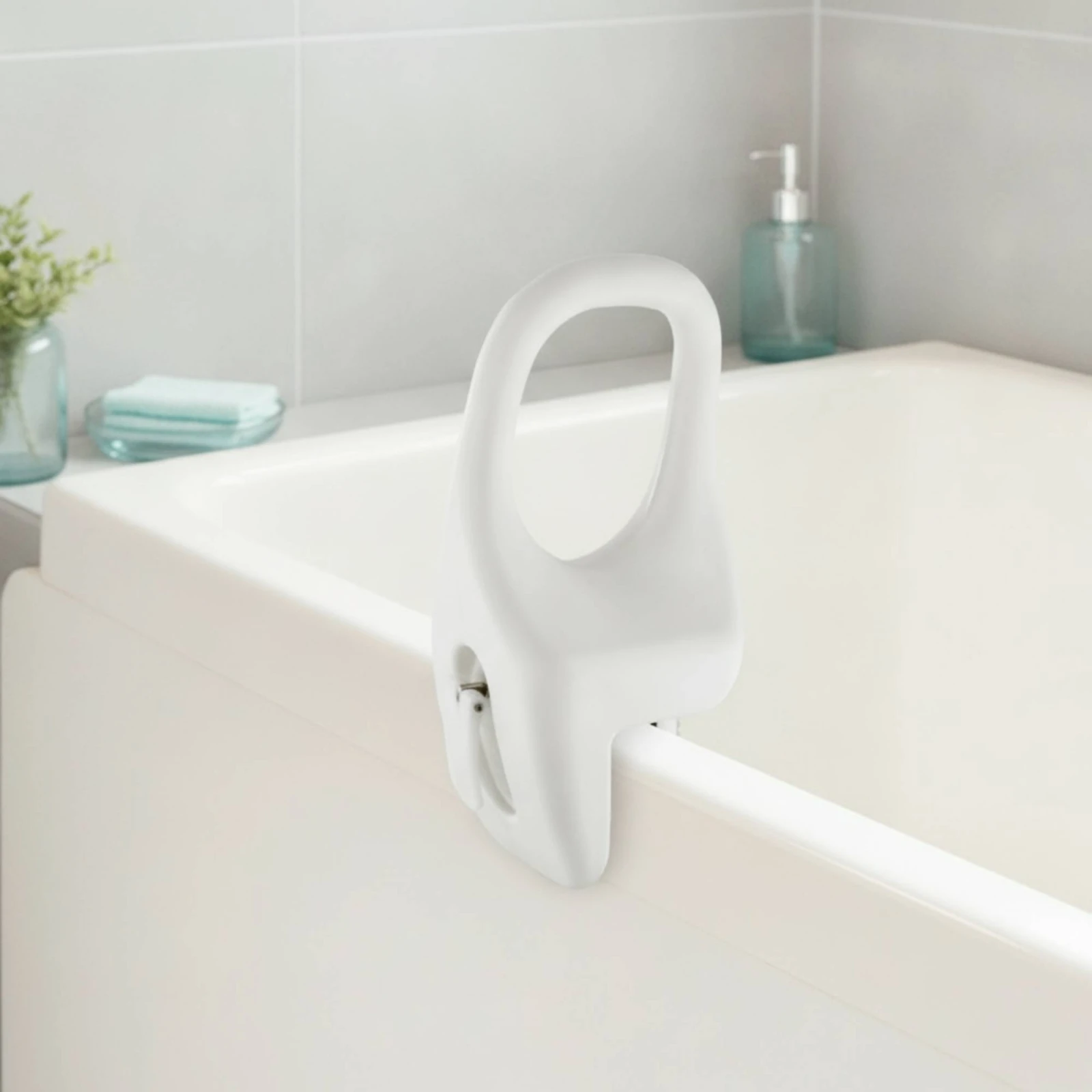 Bathtub Grab Handle Secure Clamp-on Tub Rail Tub Safety Bar Long-Lasting Safety Rail with Locking Clamp Heavy-Duty for Elderly