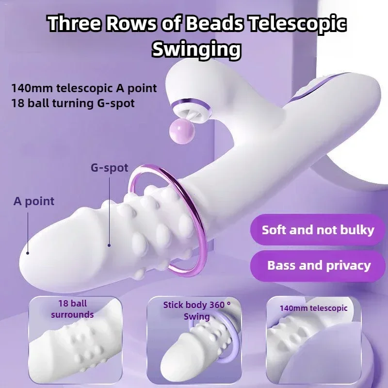 Vibrator Thrusting Dildo with multiple vibration/sucking modes, Multifunctional waterproof Sex Toys Thrusting, with Licking