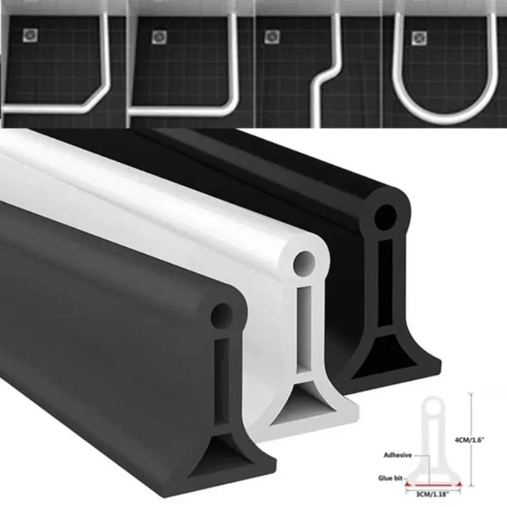 1M Water Proof Water Stop Strip Ground Block Stick Mount Bathroom Gear Flexible Body Curve Frame Floor Barrier