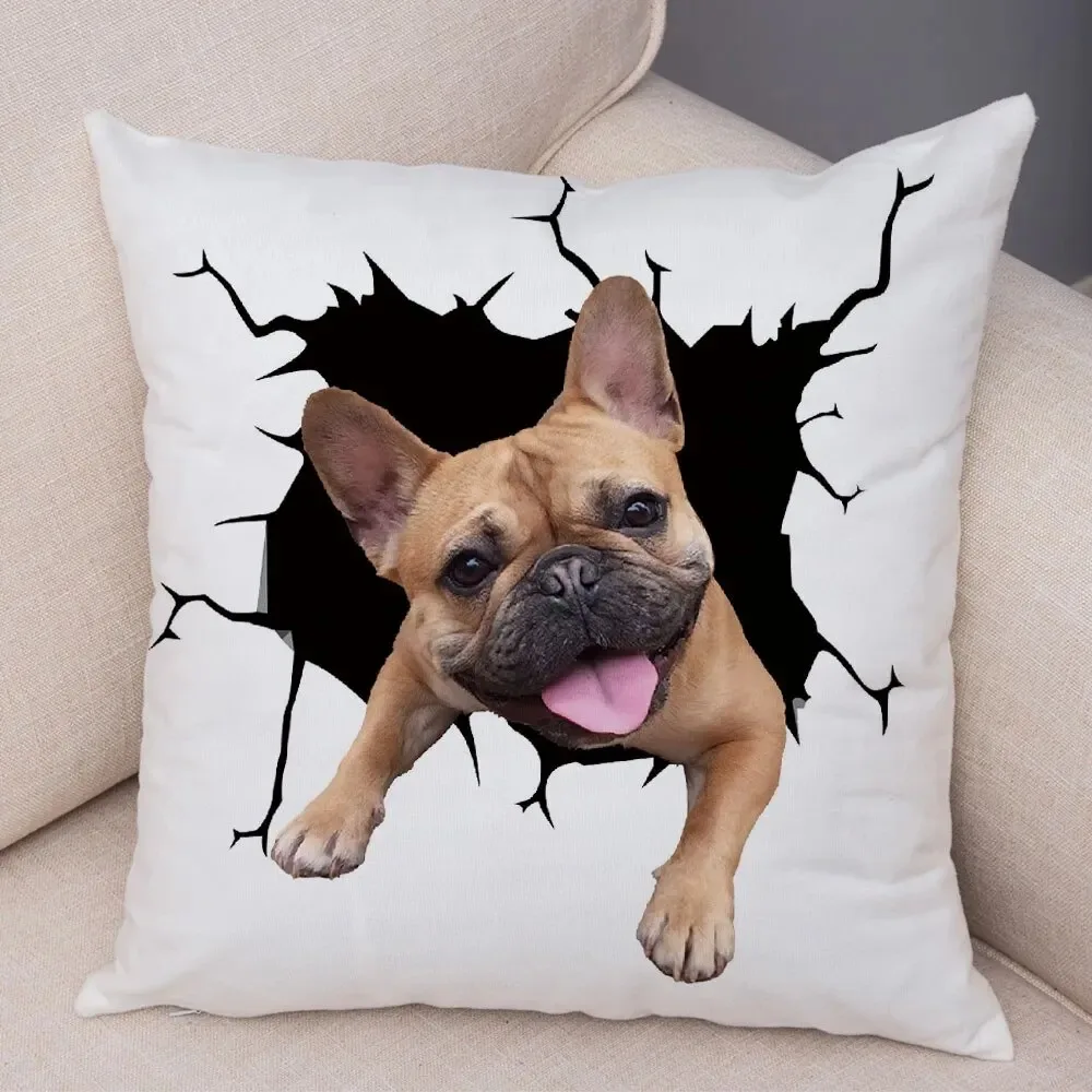 New Funny Dog Print Decorative Pillowcase Fashion Bedroom Sofa Lumbar Cushion Cover Car Home Decoration Pillowcase 45x45cm