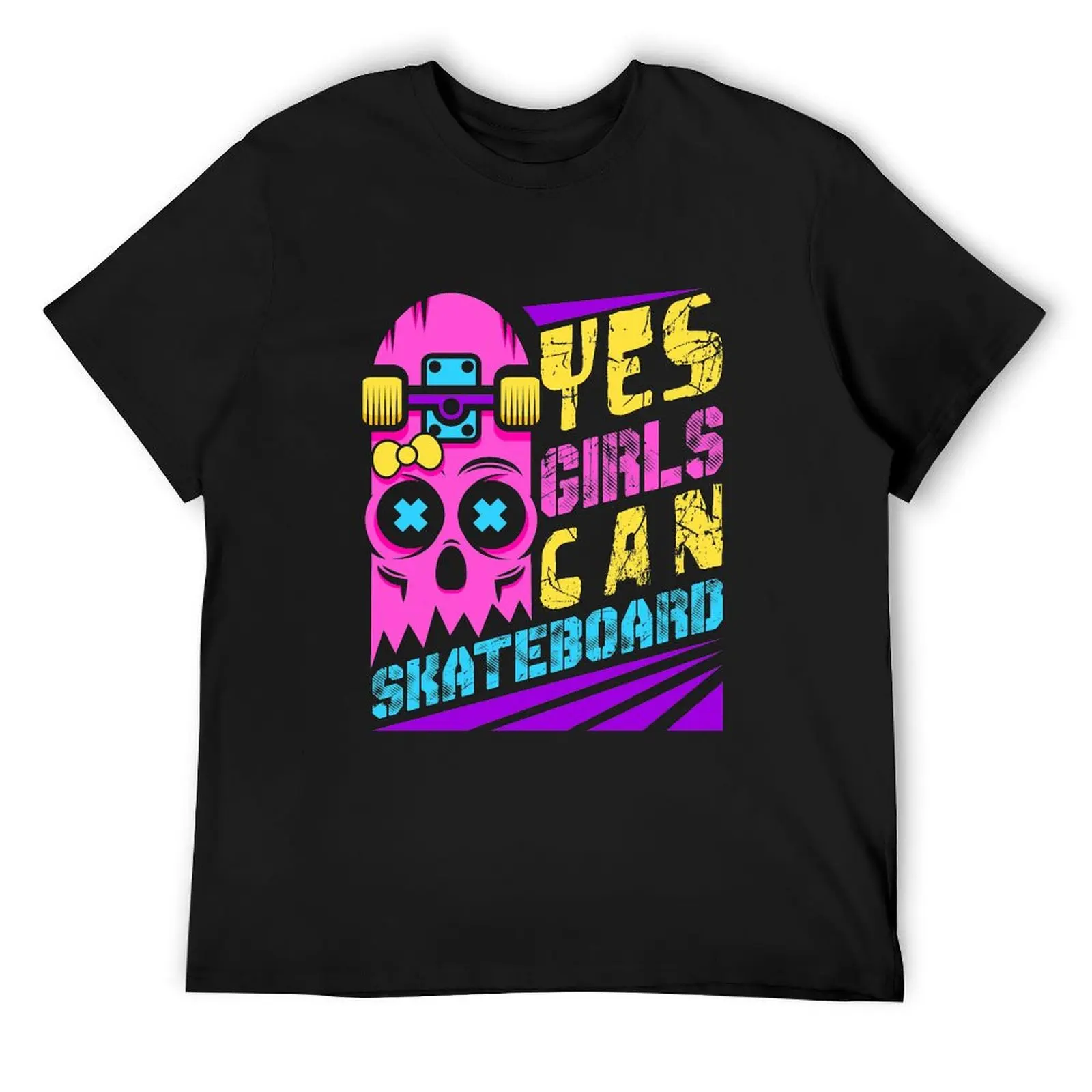 

Yes Girls Can Skateboard T-Shirt blue archive shirts graphic tee summer top mens big and tall t shirts