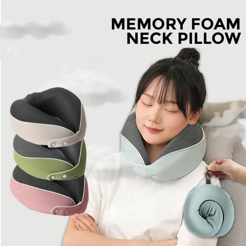 Travel Pillow U Shaped Neck Cushion Memory Foam Pillows Slow Rebound Soft Pillow for Adult Children Airplane Car Sleep Rest