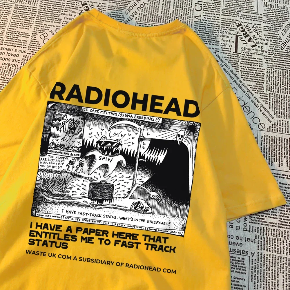 Radiohead North America Tour Rock Boy T-Shirt Men Women Hip Hop Breathable Clothing Breathable Loose T-Shirts New Cotton Tshirt