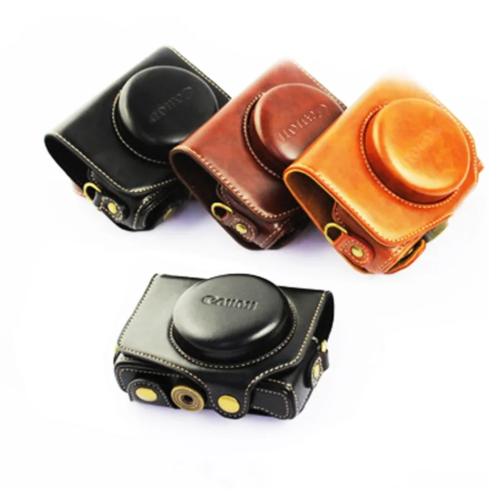 For Canon G7X2 G7X3 Case Camera Case Cover Hard PU Leather Bag Protector Belt