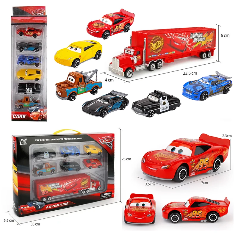 Disney Pixar Car 3 6/7pcs Set Lightning McQueen Jackson Storm Mack Uncle Truck 1:55 Dietcast Metal Car Model Children\'s Toy Gift