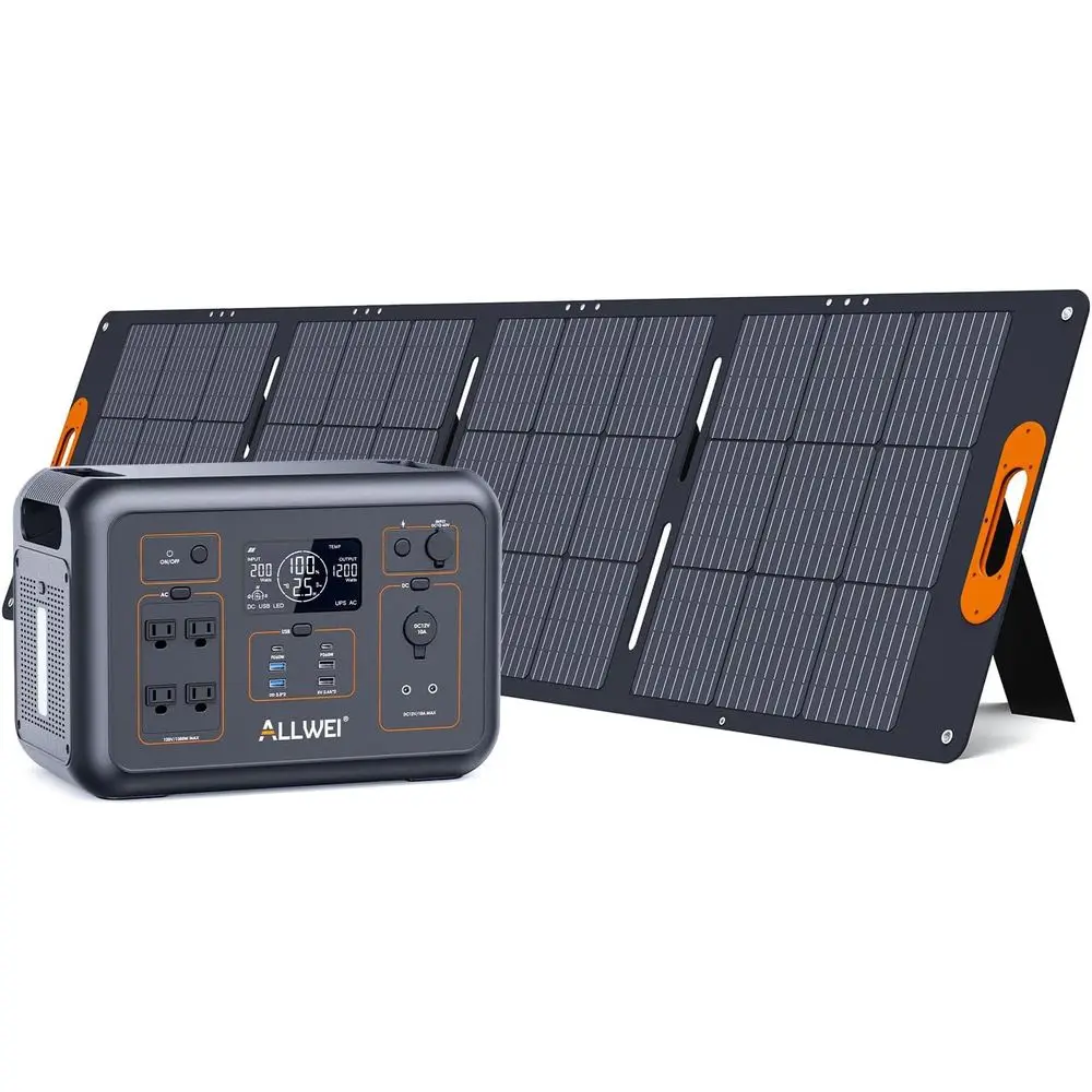 

1200W Portable Power Station with 200W Solar Panel, Fast 1.5Hr Charge, 1008Wh Capacity, Ideal for Home Backup and Outdoor Use